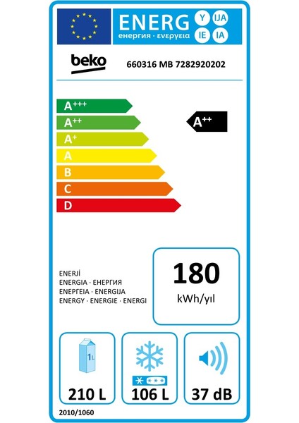 660316 MB 316 LT No-Frost Kombi Buzdolabı