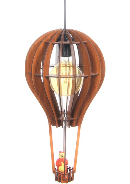 Çocuk Genç Odası Için Doğal Ahşap Mdf 3D Puzzle Lazer Uçan Balon Avize - Biblo Ampul Dahil Değildir