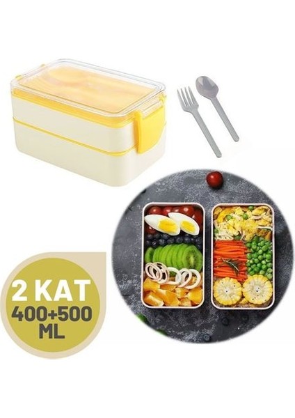 Transformacion 6 Adet Pianca 2 Katlı Yemek Kabı Krem Sarı