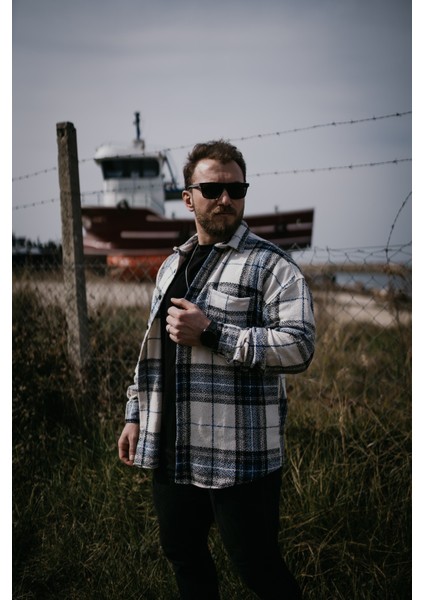 Oversize Mavi Tek Cepli Oduncu Gömlek modelleri