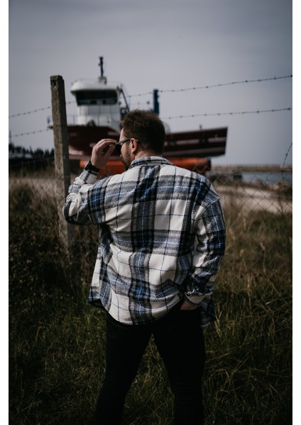 Oversize Mavi Tek Cepli Oduncu Gömlek fırsatları