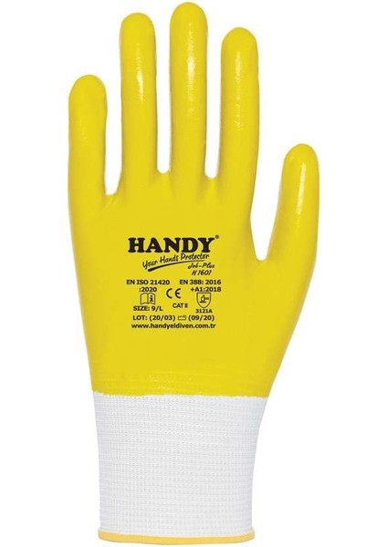 Job Plus H-1601 Sarı Tam Kaplama Eldiven No:10