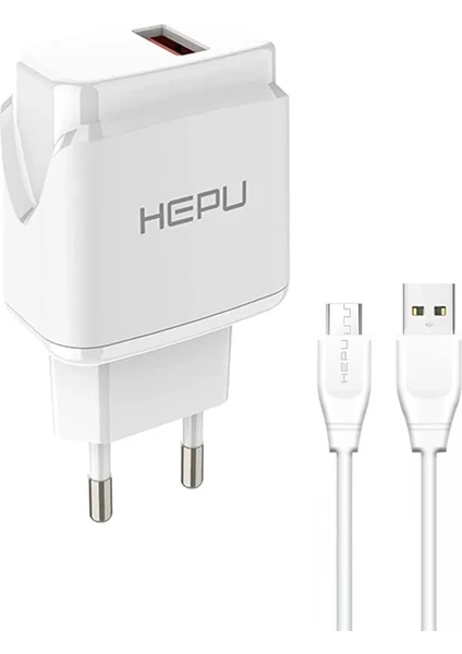 Hepu HP617M 2.1A Seyahat Şarj Aleti Usb-Micro USB Kablo Set