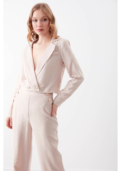 Gold Düğme Detaylı Crop Ceket modelleri