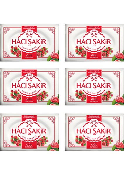 Hacı Şakir Banyo Sabunu Gül 150 gr Tekli Paket x 6