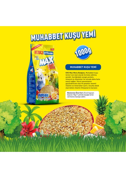 Kıkı Excellent Kuş Max Menu Budgies Ballı Muhabbet Kuşu Yemi 1000 Gr. KB302 fiyatları