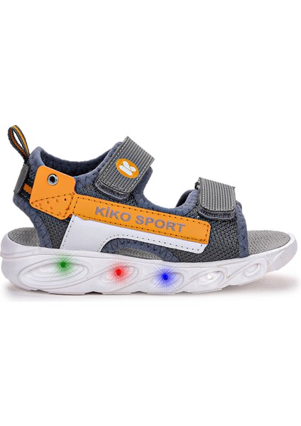 101 Işıklı Günlük Kız/erkek Çocuk Cırtlı Sandalet Ayakkabı Füme