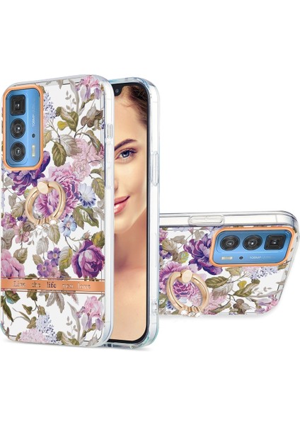 Motorola Moto Edge 20 Pro Mor Şakayık Için Çiçekler Tpu Kılıf (Yurt Dışından)