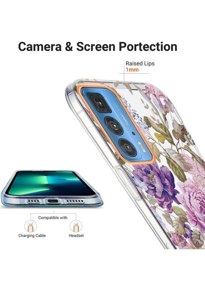 Motorola Moto Edge 20 Pro Mor Şakayık Için Çiçekler Tpu Kılıf (Yurt Dışından) fırsatları