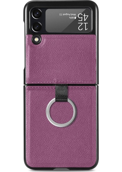 Samsung Galaxy Z Flip3 Için Litchi Desen Katlama Kılıfı 5g Mor (Yurt Dışından)
