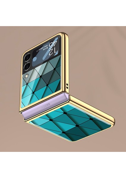 Samsung Galaxy Z Flip3 Için Gkk Kaplama Cam Telefon Kılıfı 5g Elmas Sarı (Yurt Dışından)