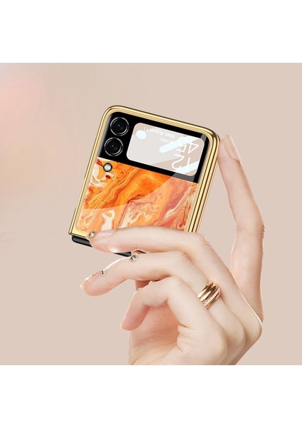 Samsung Galaxy Z Flip3 Için Gkk Kaplama Cam Telefon Kılıfı 5g Göl Mavisi (Yurt Dışından)