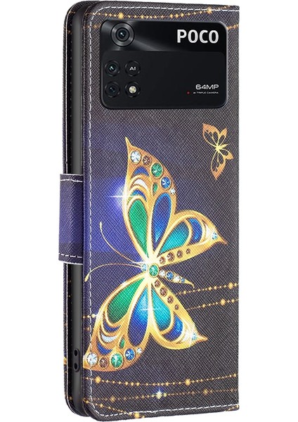 Xiaomi Poco M4 Pro Big Butterfly Için Renkli Çizim Deri Kılıf (Yurt Dışından) fırsatları