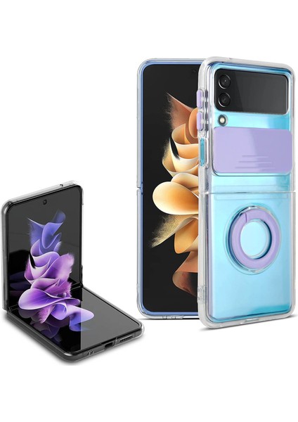 Samsung Galaxy Z Flip3 Için Kayar Kamera Tasarım Kılıfı 5g Mor (Yurt Dışından)