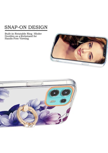 Motorola Moto Edge 20 Mor Begonya Için Çiçekler Tpu Kılıfı (Yurt Dışından) modelleri