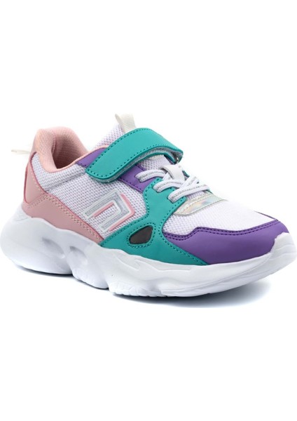 Tokyo Beyaz Mor Cırtlı Anatomik Kız Çocuk Spor Ayakkabı
