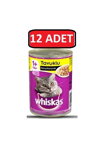Tavuklu Kedi Konserve 12 Adet 400GR Yaş Kedi Maması