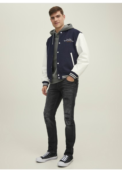 Normal Bel Slim Fit Siyah Erkek Denim Pantolon 12219593_JJIGLENN Jjblaır Ge 802 No