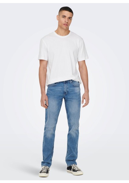 O Yaka Düz Beyaz Erkek T-Shirt 22025208_ONSMAX Lıfe Reg Ss Stıtch