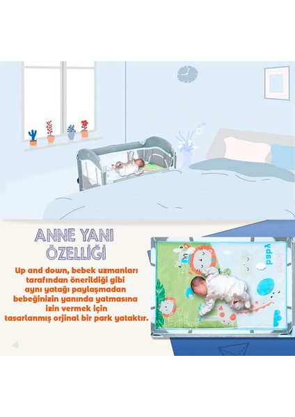 Lorelli Up And Down 60X120 Bebek Anne Yanı Oyun Parkı Yatak Beşik Yatak Hediye fırsatları