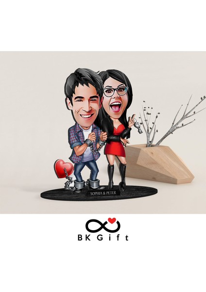 Kişiye Özel Sevgililer Karikatürlü Ahşap Biblo, Sevgililer Günü Hediyesi, Doğum Günü Hediyesi, Yıl Dönümü Hediyesi-1