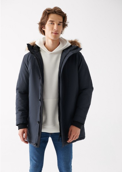 Erkek Kapüşonlu Gri Parka 010463-34332