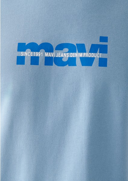 Erkek Mavi Logo Baskılı Mavi Tişört 0610943-70731