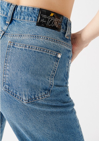 Kadın Barcelona Mavi Yırtıklı Icon Street Jean Pantolon 101047-82121