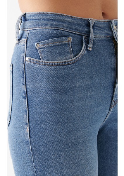 Kadın Star Mavi Zımparalı Gold Shape Jean Pantolon 101077-82194