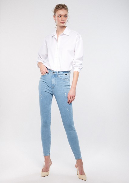 Kadın Serenay Mavi Gold Shape Jean Pantolon 100980-33430