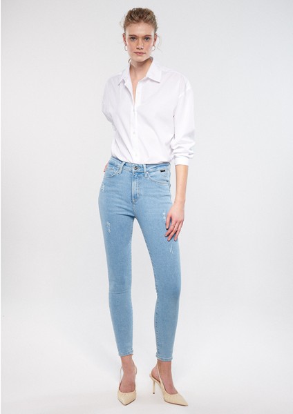 Kadın Serenay Mavi Gold Shape Jean Pantolon 100980-33430