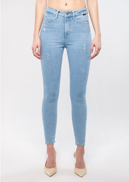 Kadın Serenay Mavi Gold Shape Jean Pantolon 100980-33430
