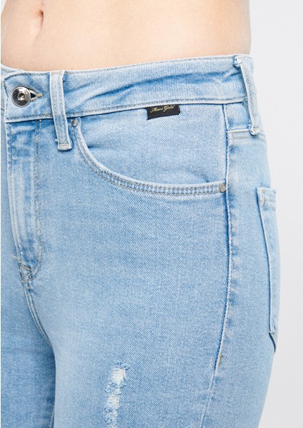 Kadın Serenay Mavi Gold Shape Jean Pantolon 100980-33430