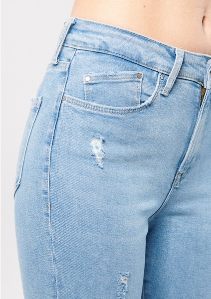 Kadın Serenay Mavi Gold Shape Jean Pantolon 100980-33430