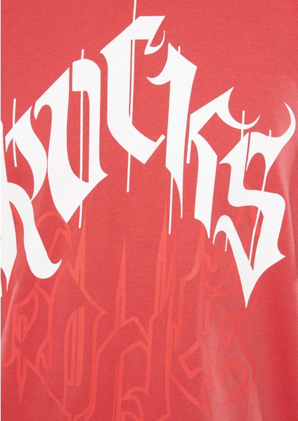 Erkek Rocks Baskılı Kırmızı Tişört 0611133-70985