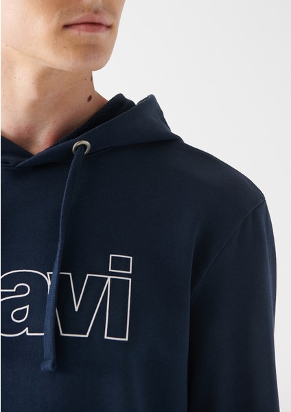 Erkek Mavi Logo Baskılı Kapüşonlu Lacivert Sweatshirt 065606-28417 fırsatları