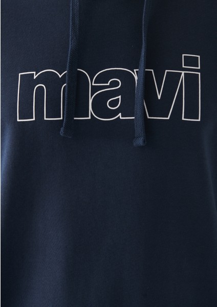 Erkek Mavi Logo Baskılı Kapüşonlu Lacivert Sweatshirt 065606-28417 indirimleri