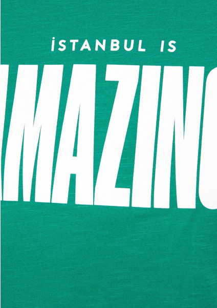 Kadın İstanbul Amazing Baskılı Yeşil Tişört 1601173-34120