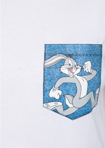 Kadın Bugs Bunny Baskılı Beyaz Tişört 1611516-620