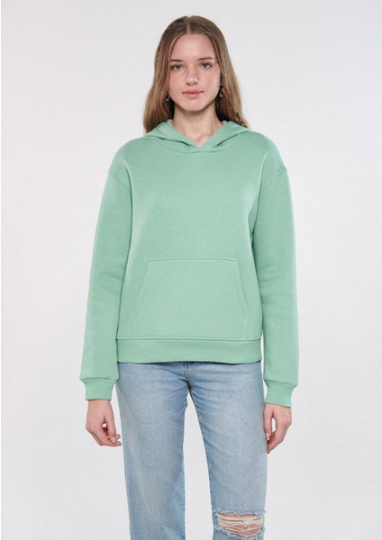Kadın Kapüşonlu Yeşil Basic Sweatshirt 167299-71791