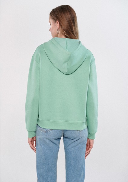 Kadın Kapüşonlu Yeşil Basic Sweatshirt 167299-71791