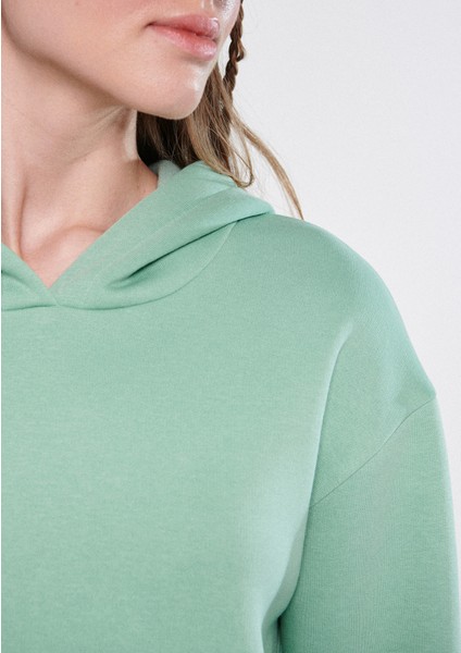 Kadın Kapüşonlu Yeşil Basic Sweatshirt 167299-71791