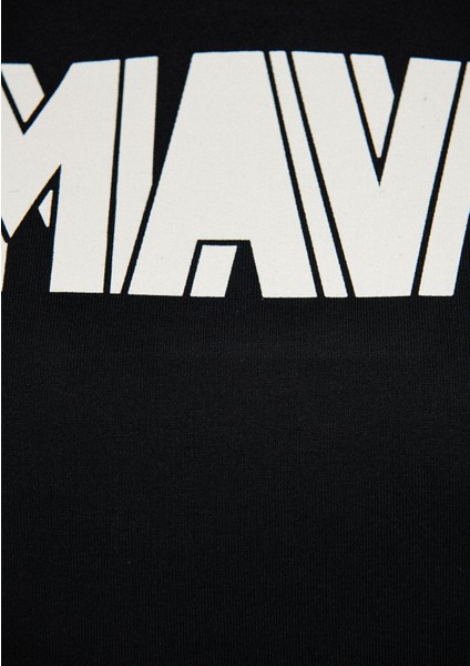 Logo Baskılı Siyah Kapüşonlu Sweatshirt