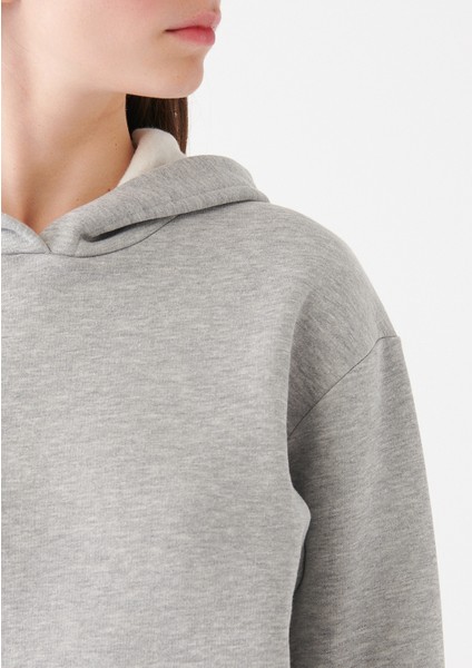 Kapüşonlu Gri Basic Sweatshirt 167299-82816
