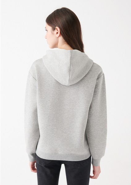 Kapüşonlu Gri Basic Sweatshirt 167299-82816