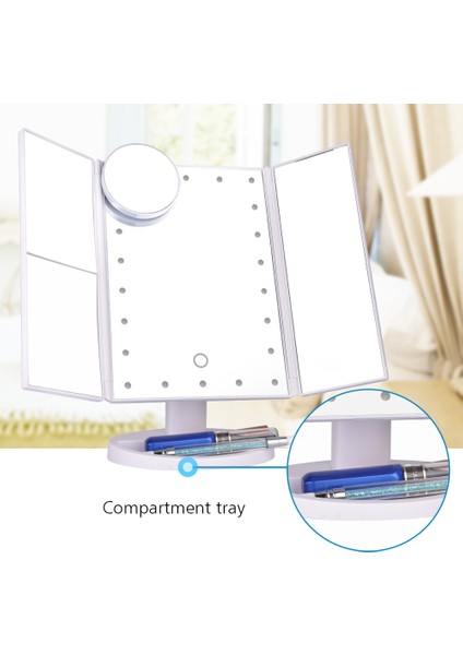 LED Dokunmatik Ekran Makyaj Aynası - Siyah (Yurt Dışından)