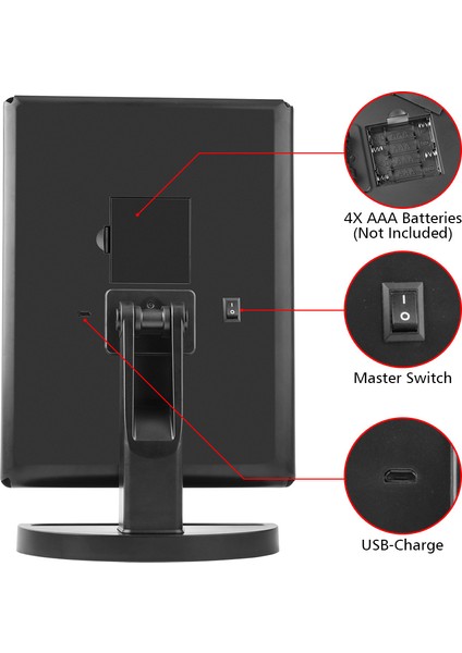 LED Dokunmatik Ekran Makyaj Aynası - Siyah (Yurt Dışından)