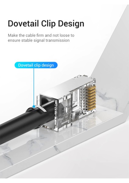 Ata Elektronik 1 Adet - Cat5 Cat6 Cat7 Metal Konnektör RJ45 Internet Kablo Soketi Konnektörü Ucu Jak Jack Cat7 Jack + Kablo Ayraç (1 Adet