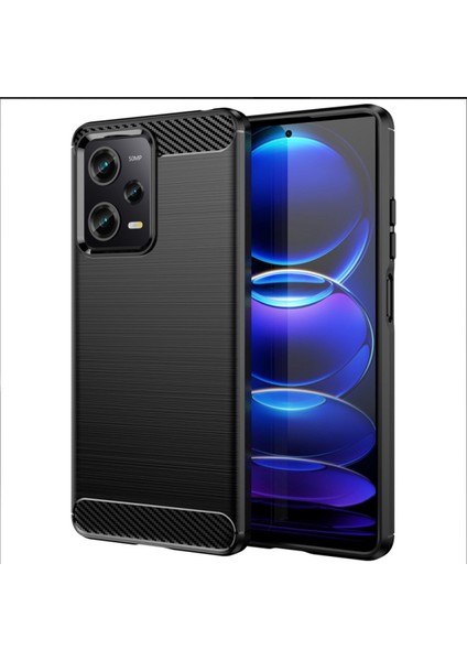 Xiaomi Redmi Note 12 Global-Brushed Carbon Fiber Silikon Kılıf - Siyah AL3332