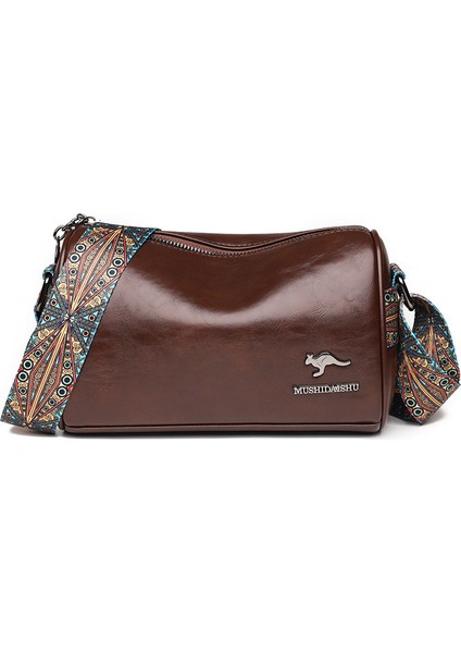 Dokulu Silindir Tek Omuz Büyük Kapasiteli Deri Çanta (Yurt Dışından)